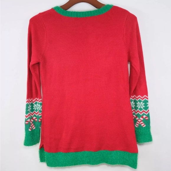 99 JANE STREET WOMEN UGLY CHRISTMAS SWEATER TUNIC POLAR BEAR SNOW FLAKES SIZE M - Picture 2 of 9